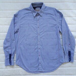 Robert Graham Blue Houndstooth  Button Down Shirt Men's Long Sleeve Large